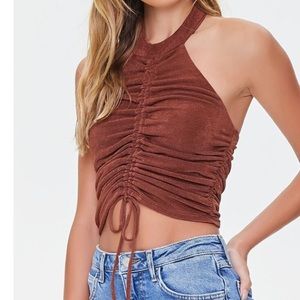 🆕 Forever 21 Ruched Halter Knit Top Chestnut